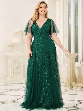 Ever Pretty Emerald Green V-Neck Maxi Gown